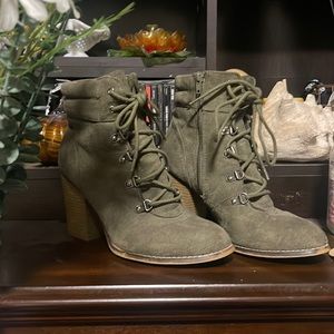 Suede lace-up booties